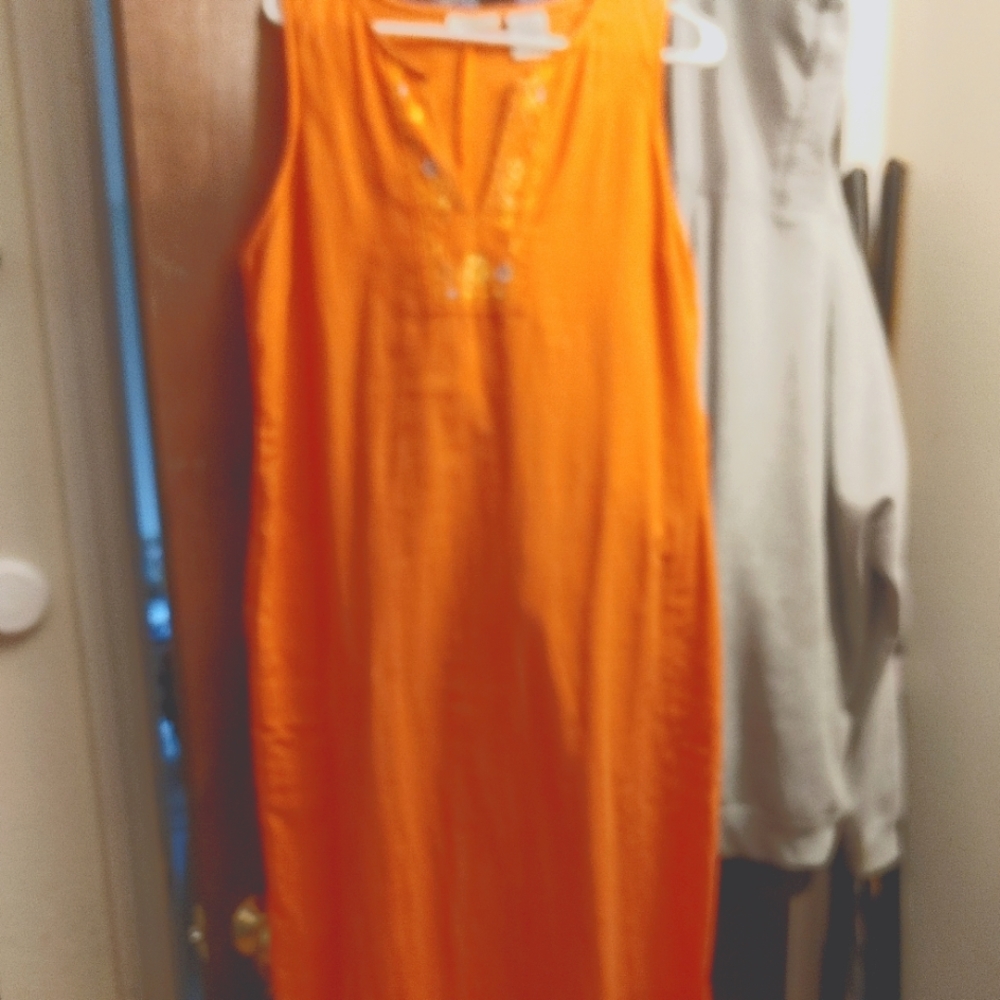 Sleeveless cotton and linen summer dress